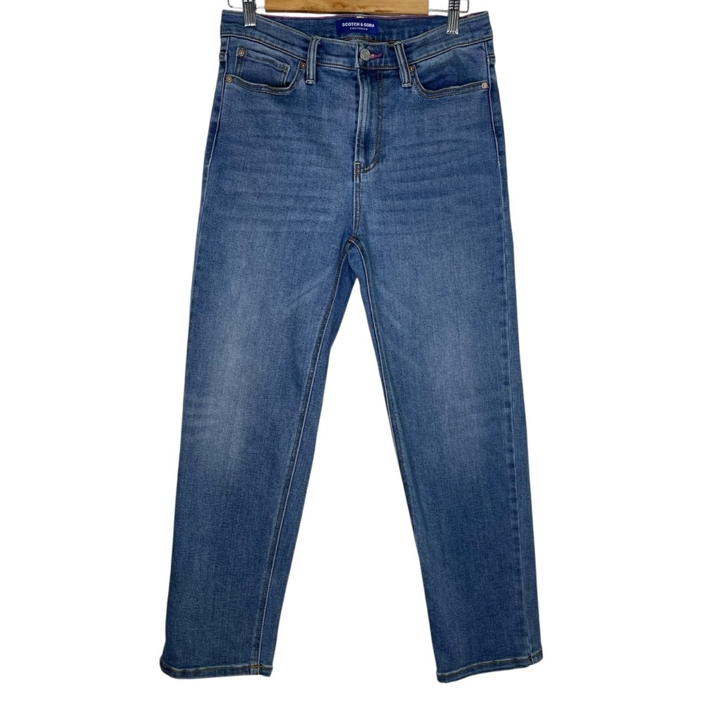 Scotch & Soda Slim Straight Leg High Waisted Denim Blue Stretch Jeans Size 8